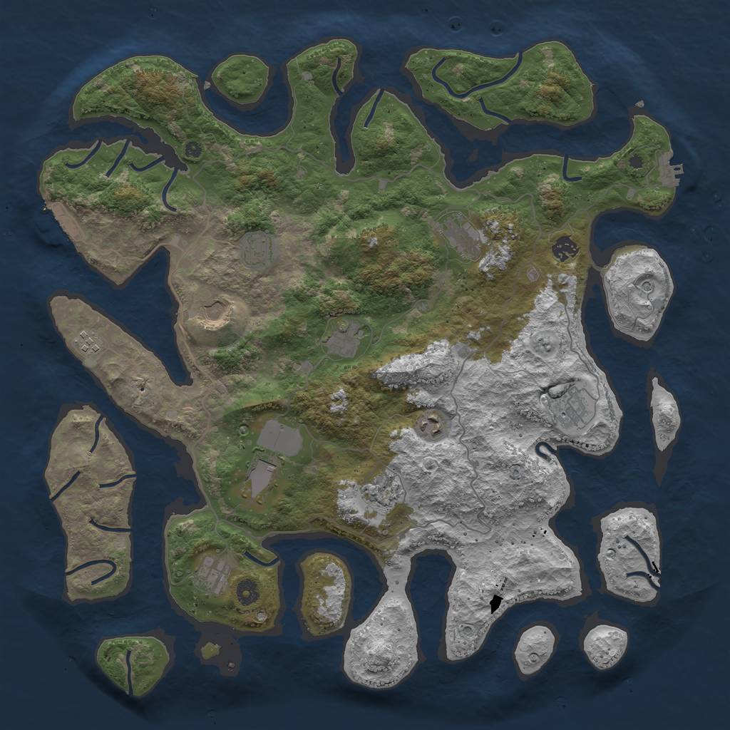 Rust Map: Procedural Map, Size: 4500, Seed: 775610401, 16 Monuments