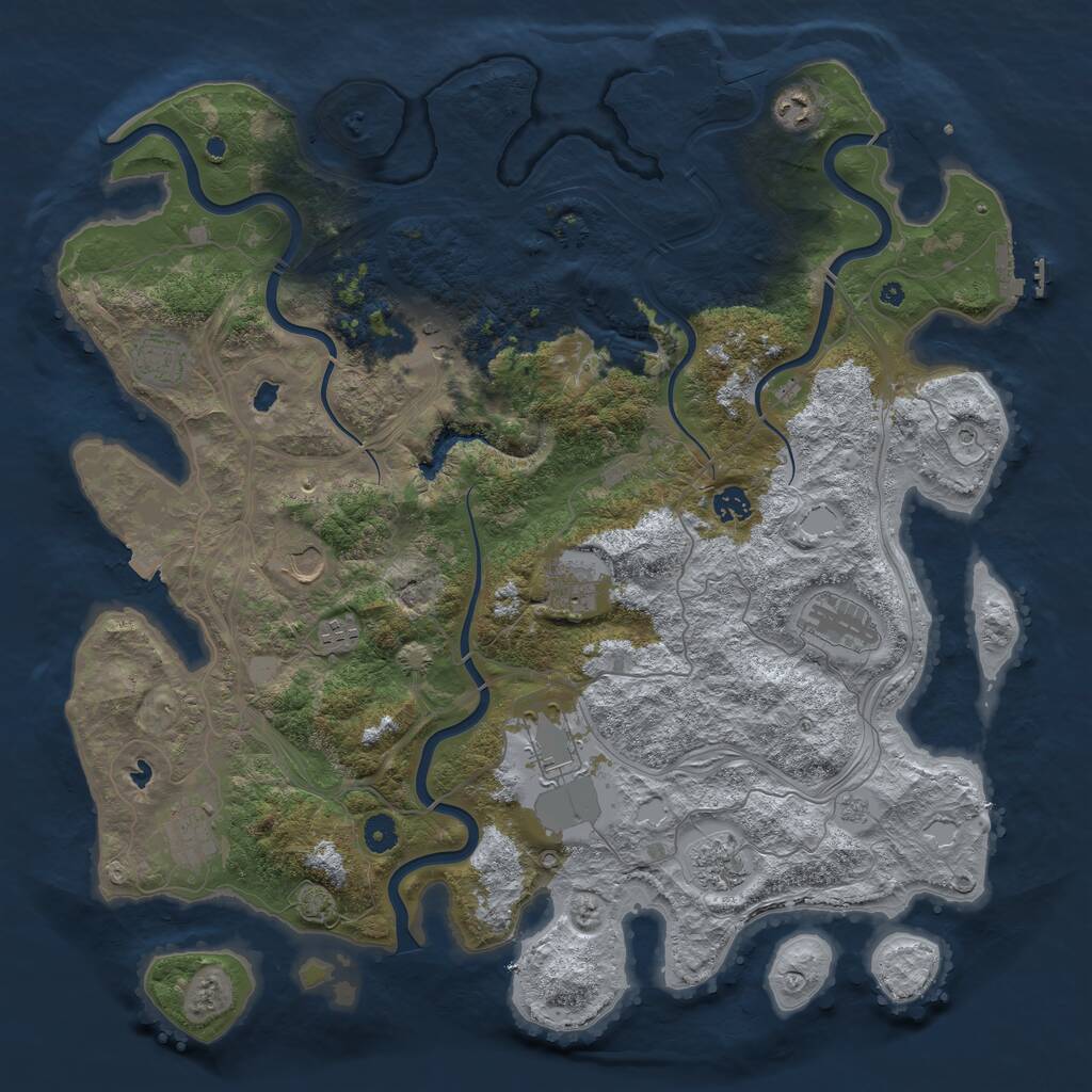 Rust Map: Procedural Map, Size: 4500, Seed: 775610401, 17 Monuments
