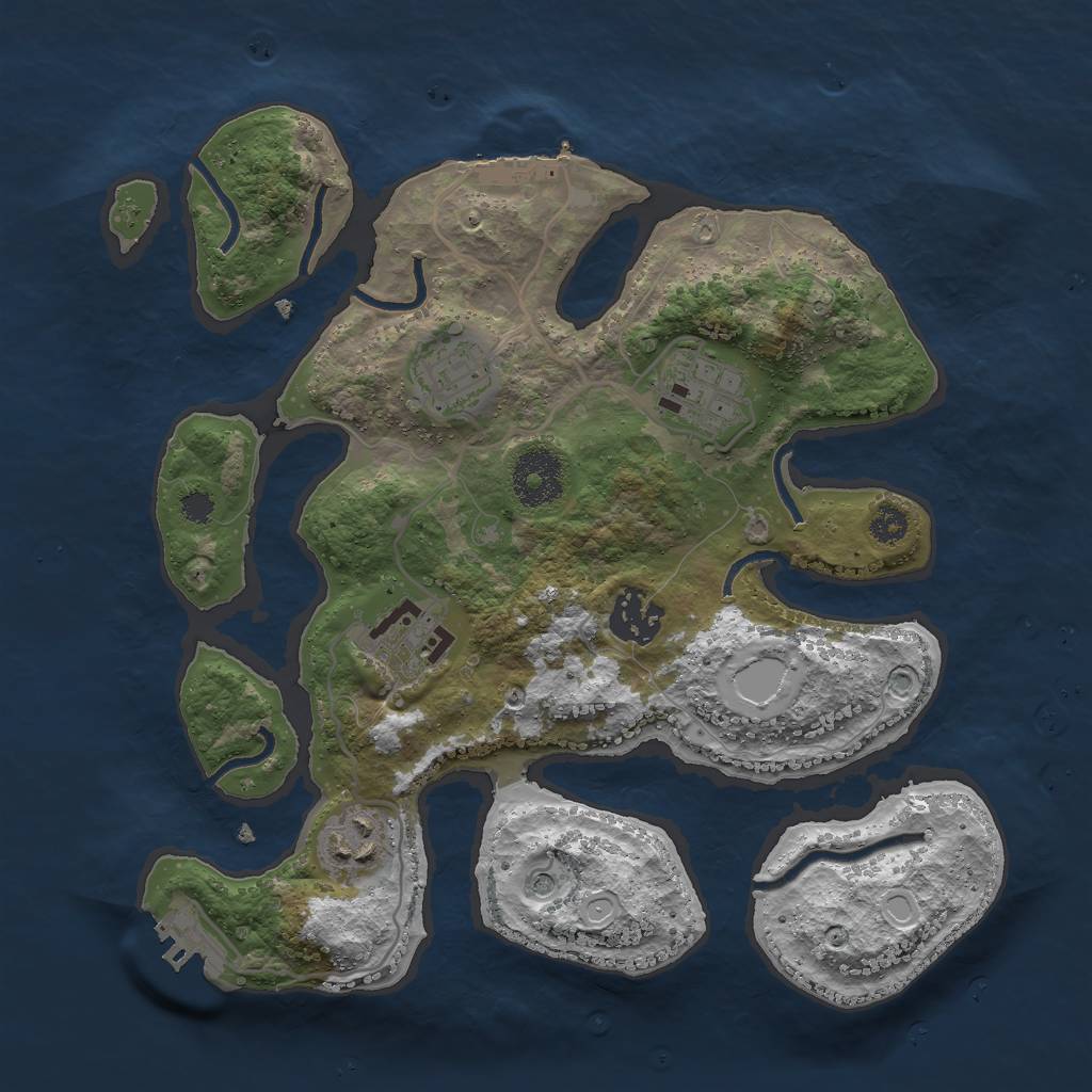 Rust Map: Procedural Map, Size: 3000, Seed: 83299, 13 Monuments