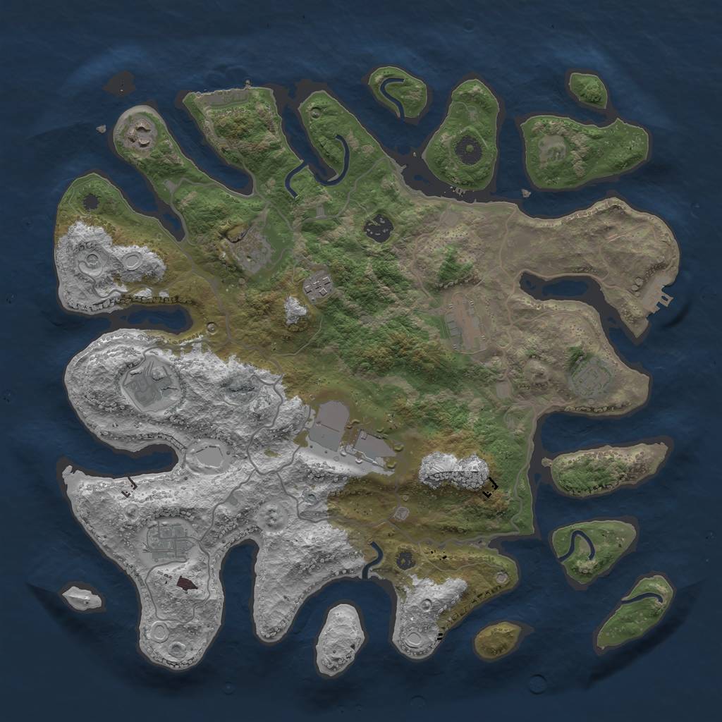 Rust Map: Procedural Map, Size: 4000, Seed: 180397, 17 Monuments