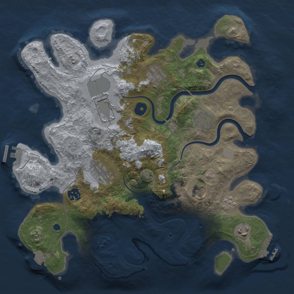 Rust Map: Procedural Map, Size: 3500, Seed: 657304, 14 Monuments