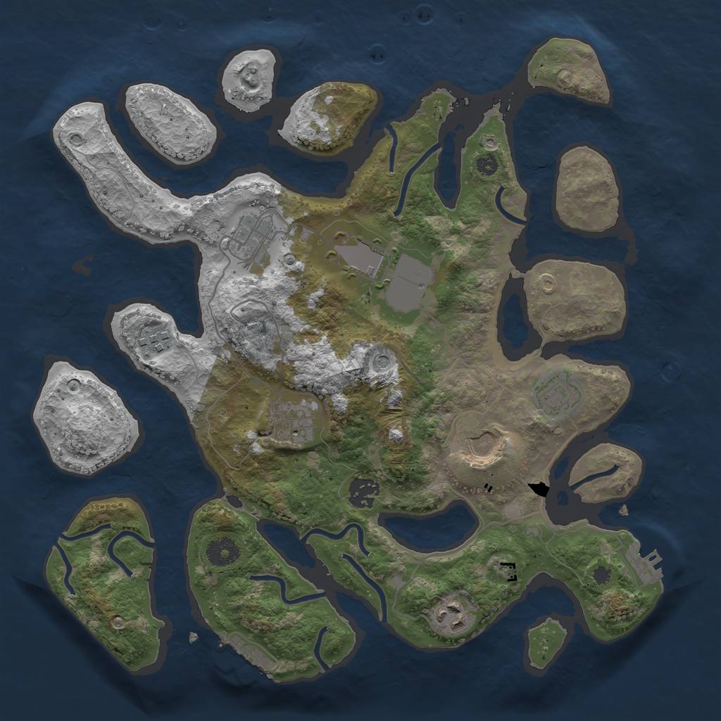 Rust Map: Procedural Map, Size: 3500, Seed: 657304, 13 Monuments