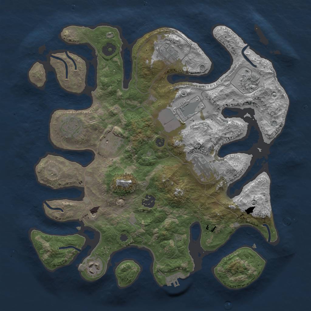 Rust Map: Procedural Map, Size: 3501, Seed: 35153, 12 Monuments