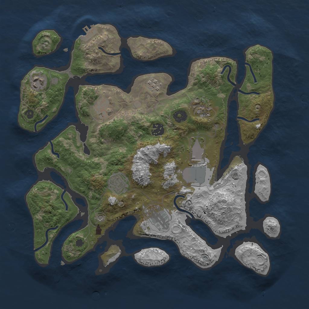 Rust Map: Procedural Map, Size: 3500, Seed: 1230827339, 18 Monuments