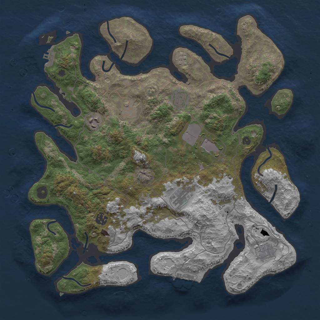 Rust Map: Procedural Map, Size: 4000, Seed: 35653, 19 Monuments