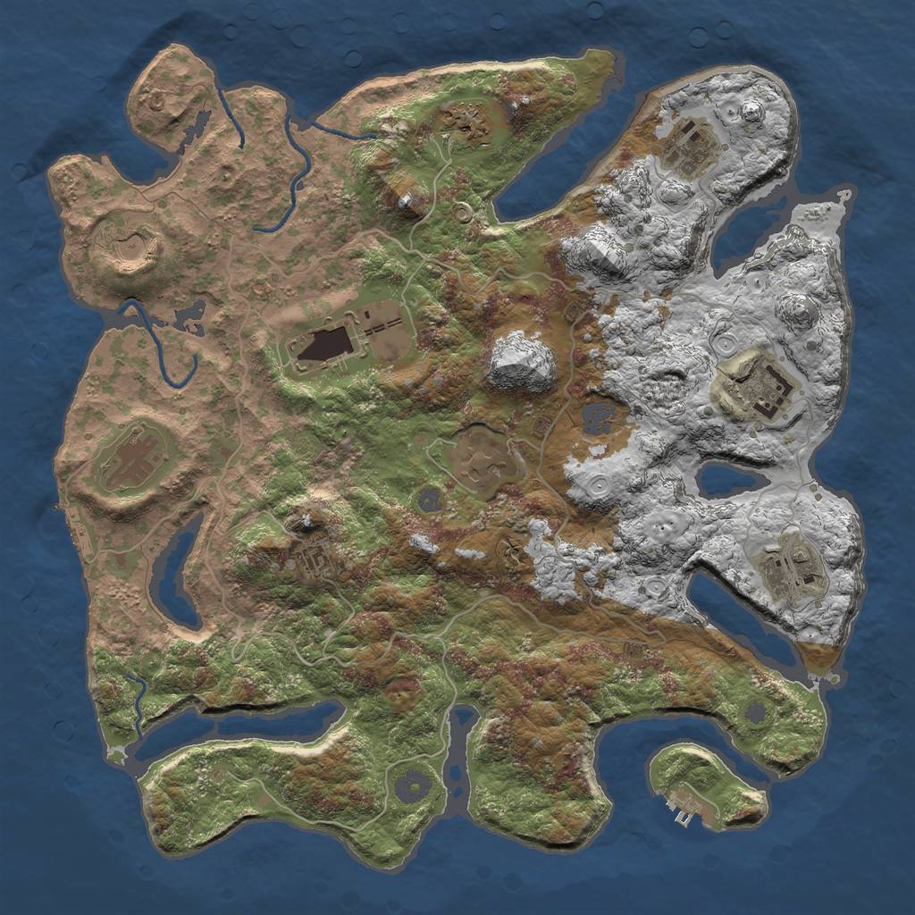 Rust Map: Procedural Map, Size: 4000, Seed: 1087919633, 16 Monuments