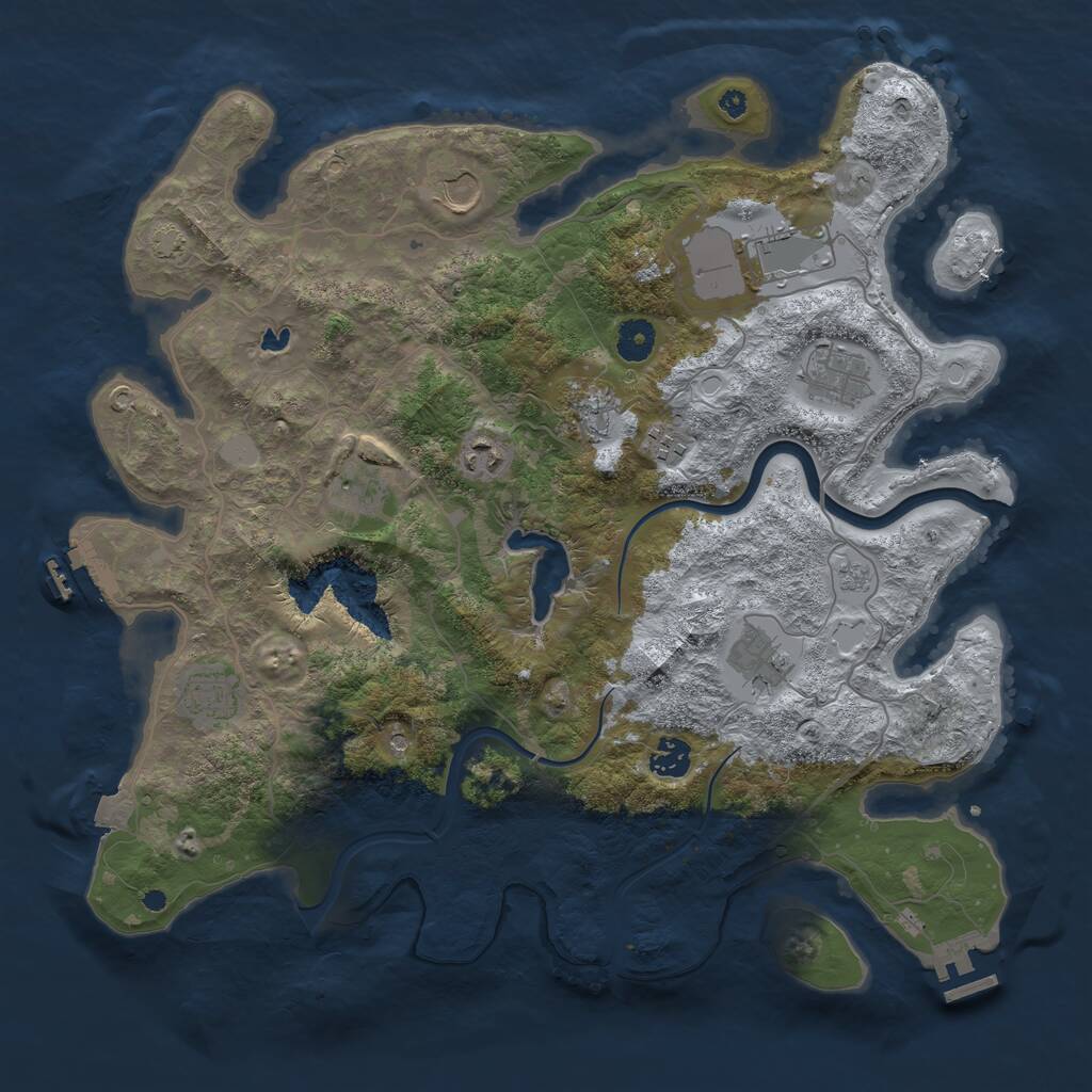Rust Map: Procedural Map, Size: 4000, Seed: 1087919633, 16 Monuments