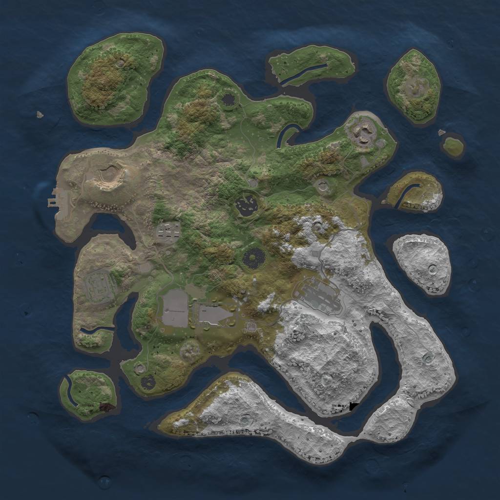 Rust Map: Procedural Map, Size: 3500, Seed: 5087, 11 Monuments