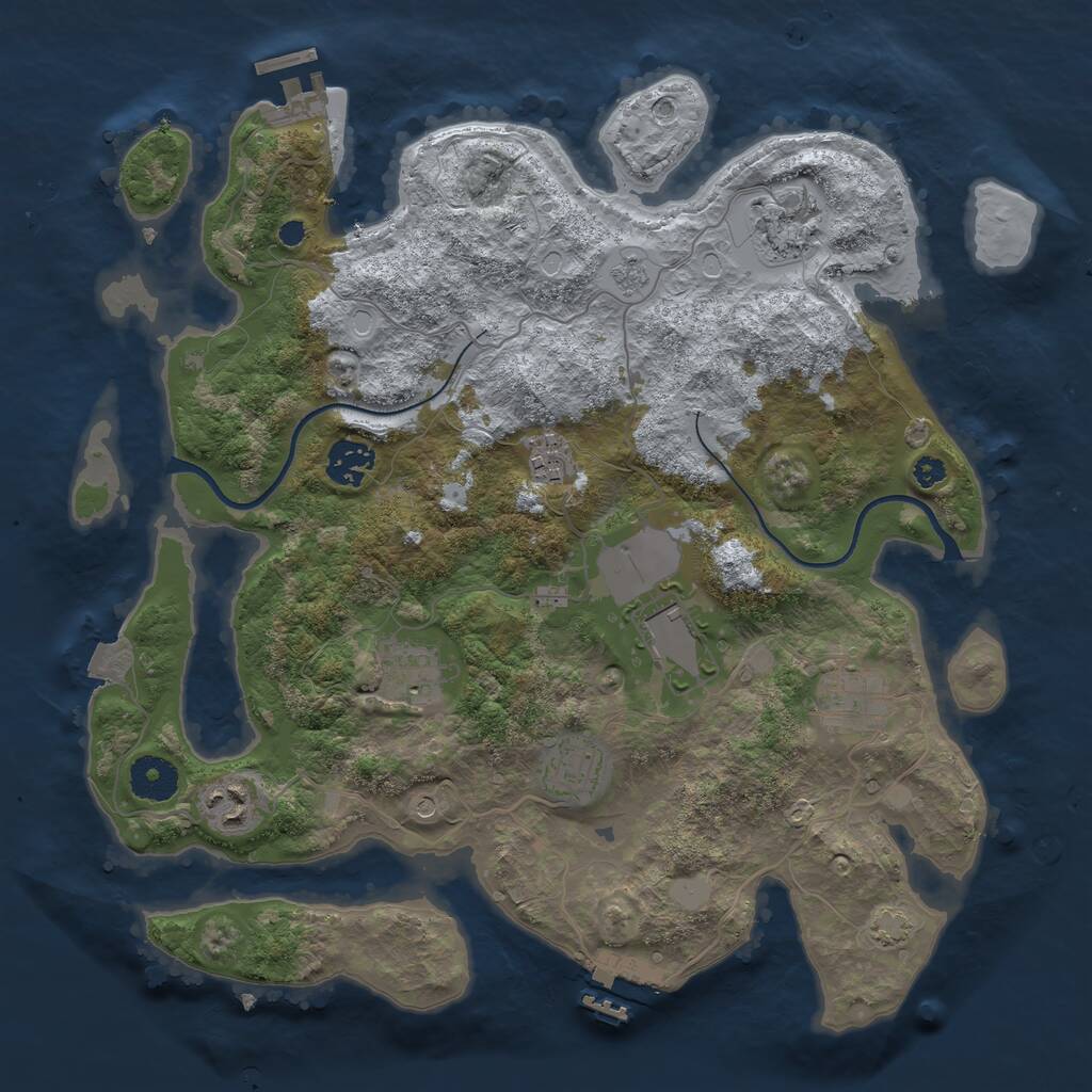 Rust Map: Procedural Map, Size: 3500, Seed: 265834068, 14 Monuments