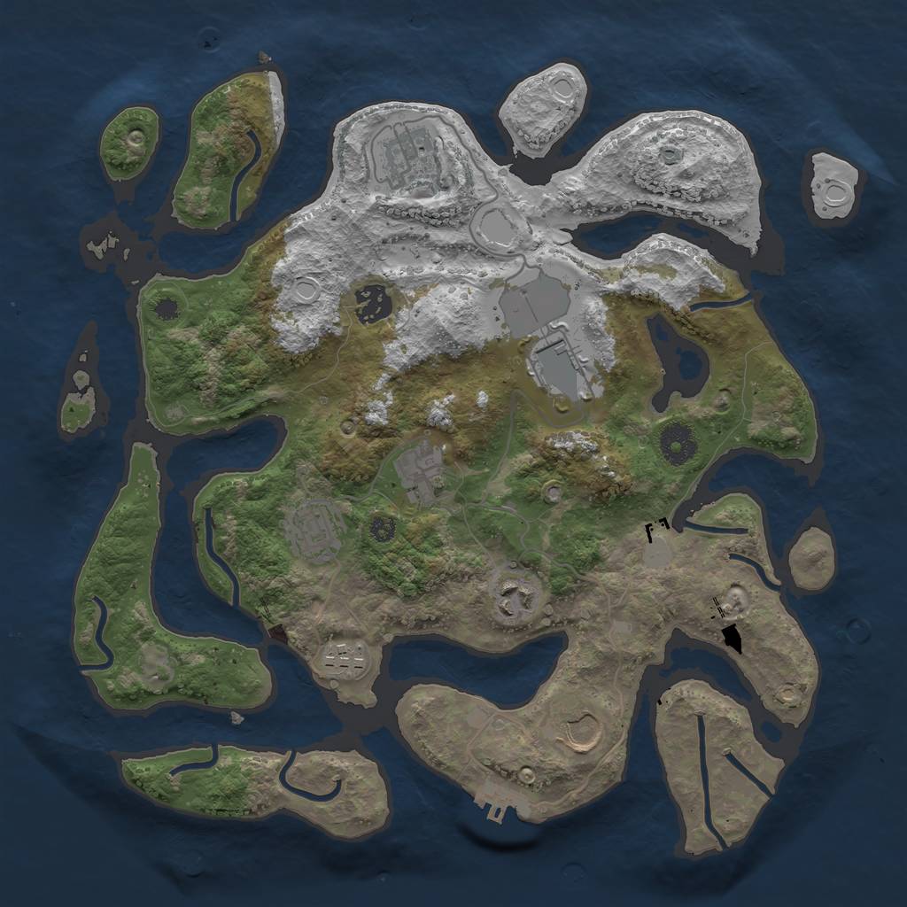 Rust Map: Procedural Map, Size: 3500, Seed: 265834068, 14 Monuments