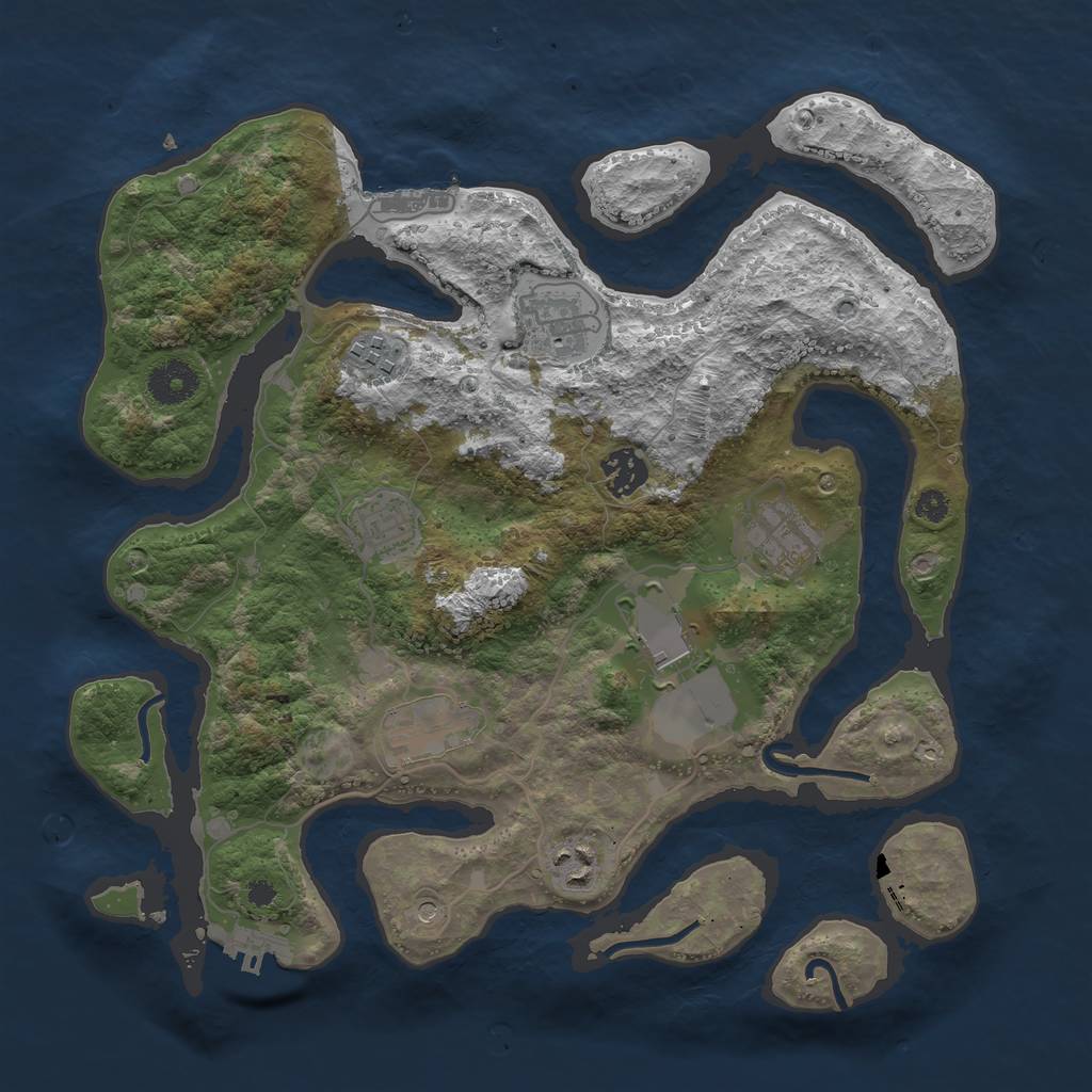 Rust Map: Procedural Map, Size: 3500, Seed: 2948295, 13 Monuments