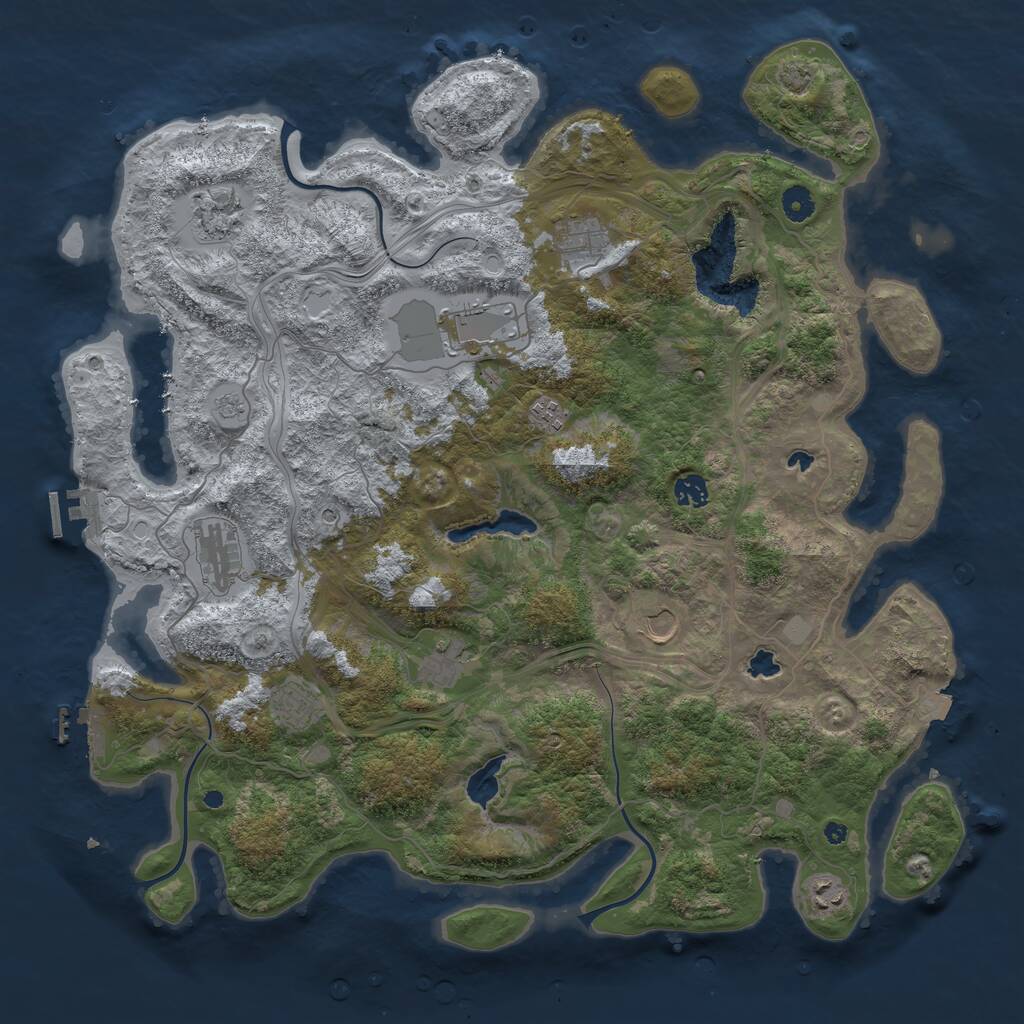 Rust Map: Procedural Map, Size: 4500, Seed: 43323, 16 Monuments