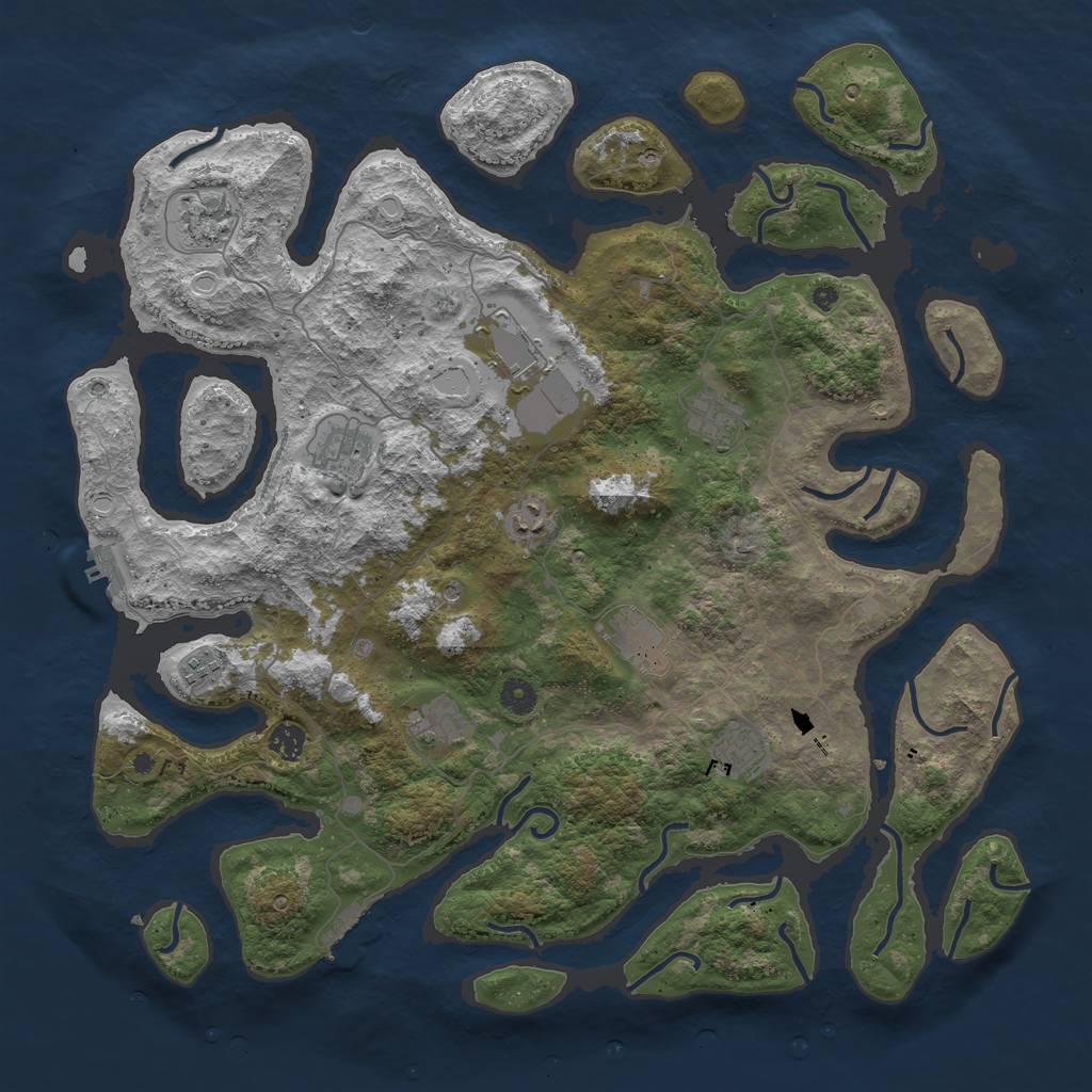 Rust Map: Procedural Map, Size: 4500, Seed: 43323, 18 Monuments