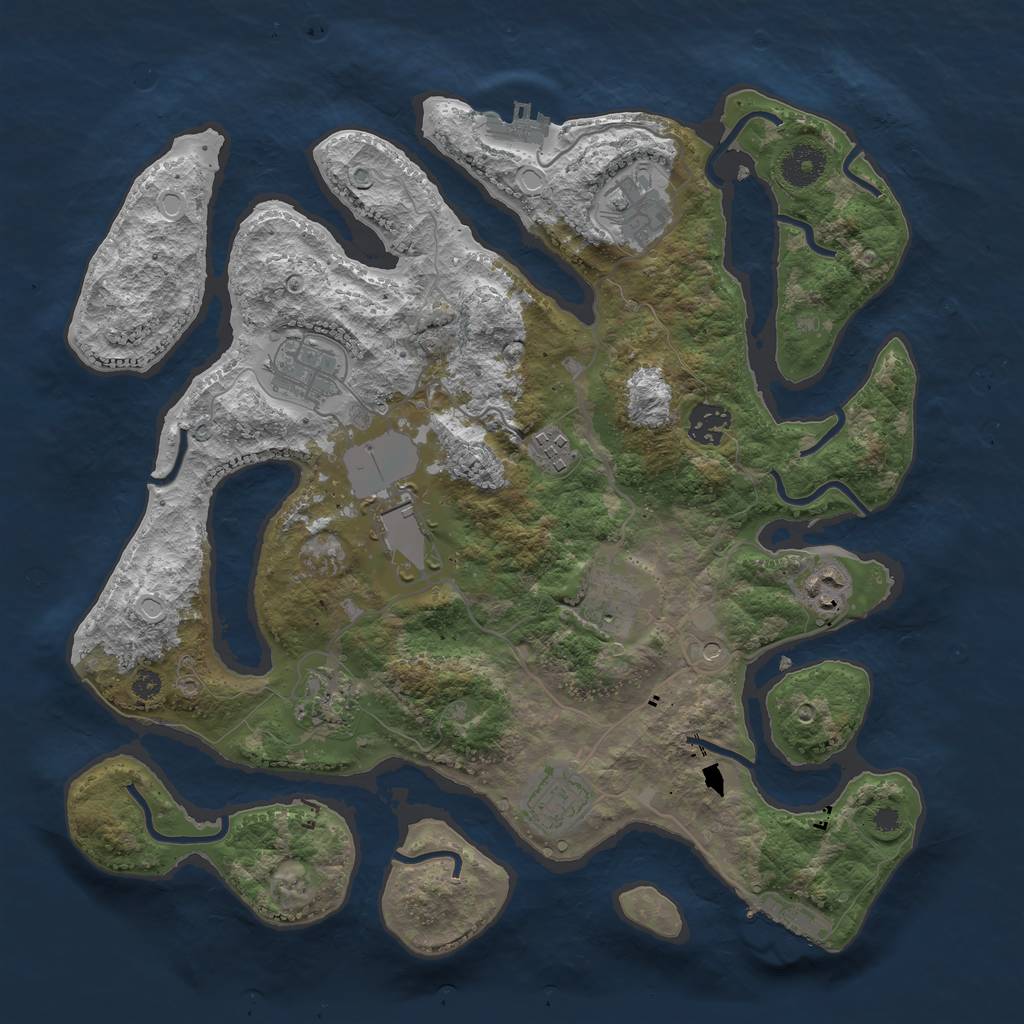 Rust Map: Procedural Map, Size: 3600, Seed: 602398, 20 Monuments