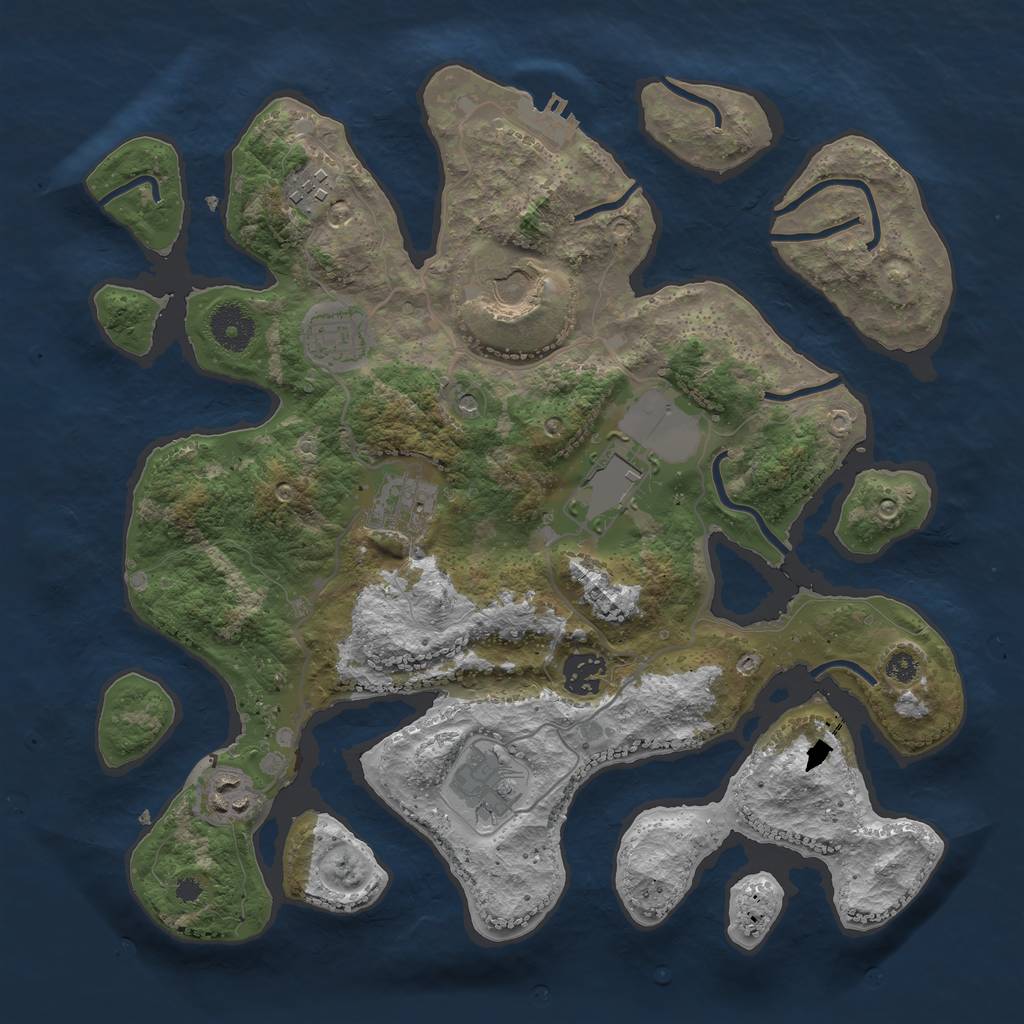 Rust Map: Procedural Map, Size: 3500, Seed: 94763, 12 Monuments