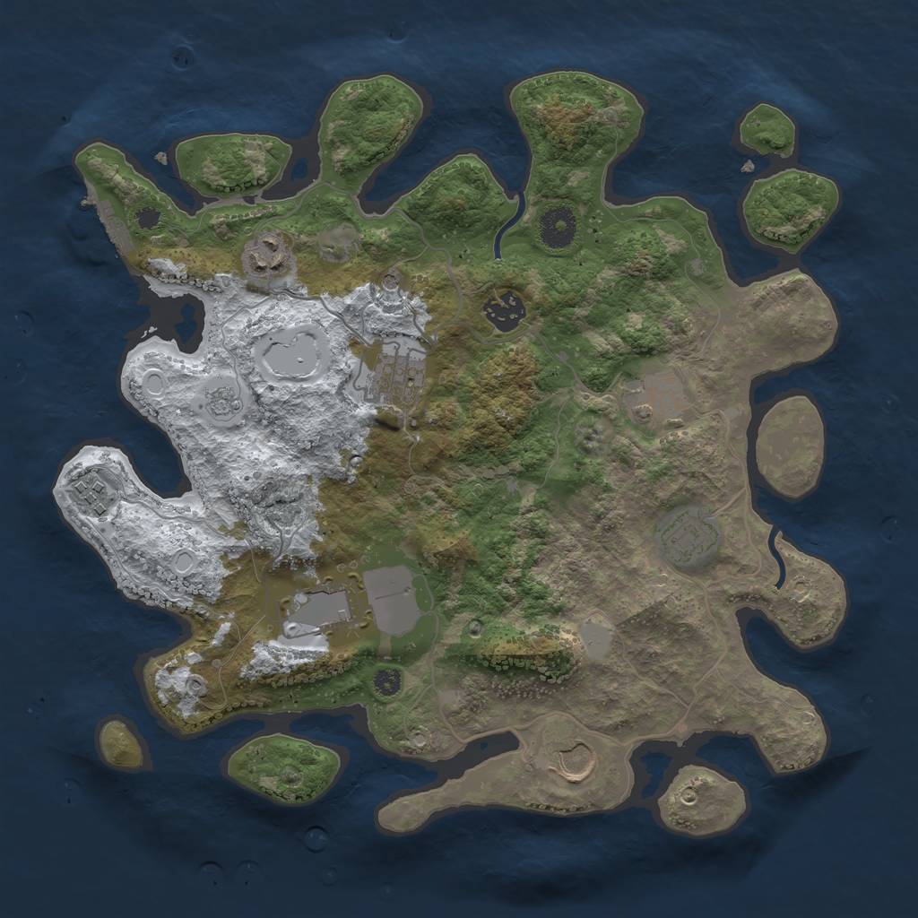 Rust Map: Procedural Map, Size: 3500, Seed: 1072172443, 16 Monuments