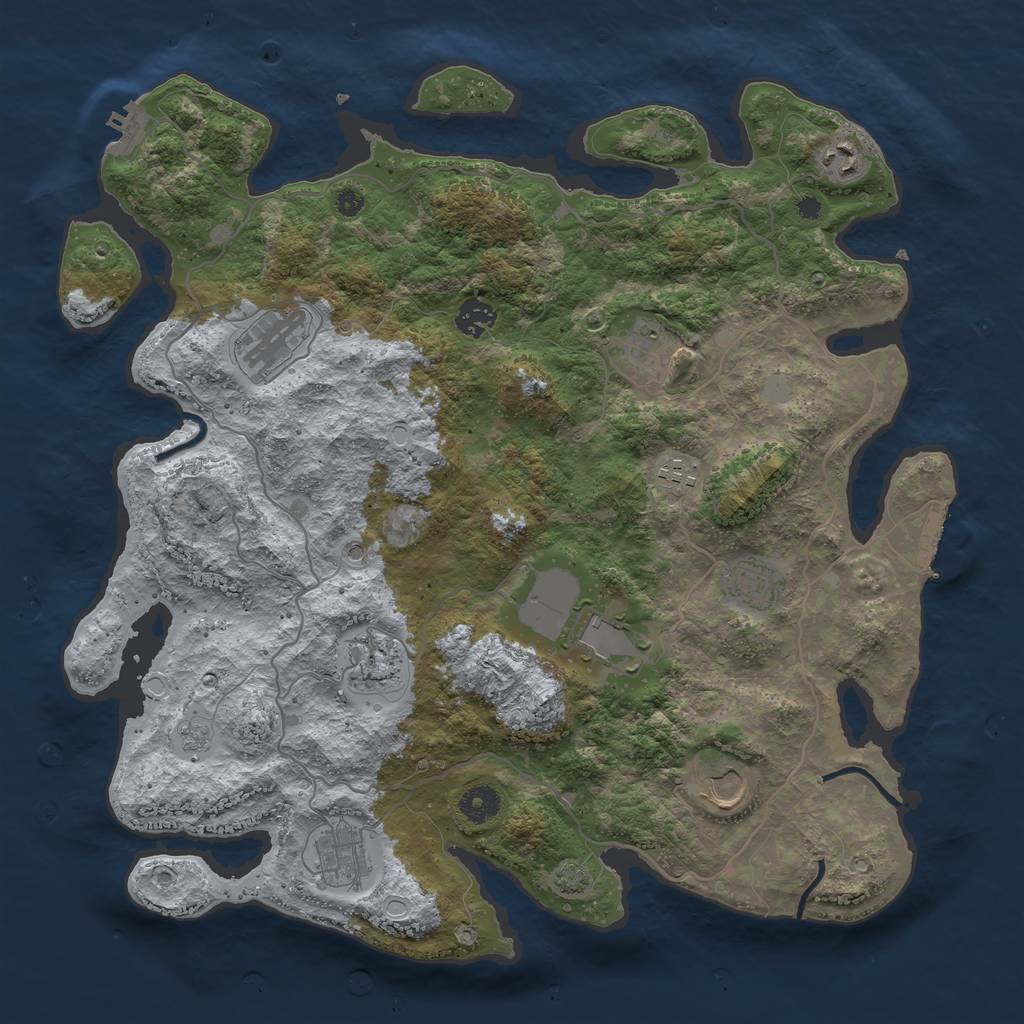 Rust Map: Procedural Map, Size: 4000, Seed: 3743498, 18 Monuments