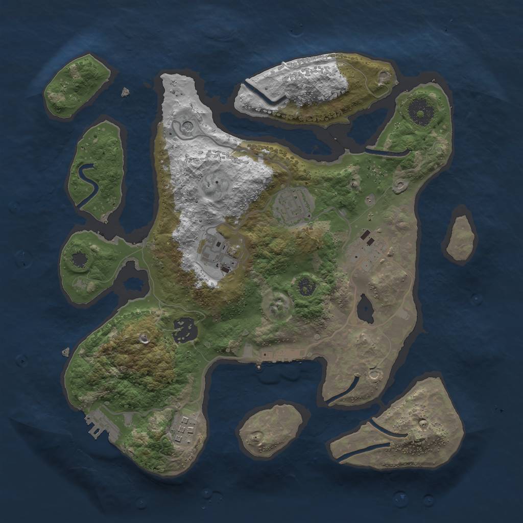 Rust Map: Procedural Map, Size: 3000, Seed: 749612627, 10 Monuments