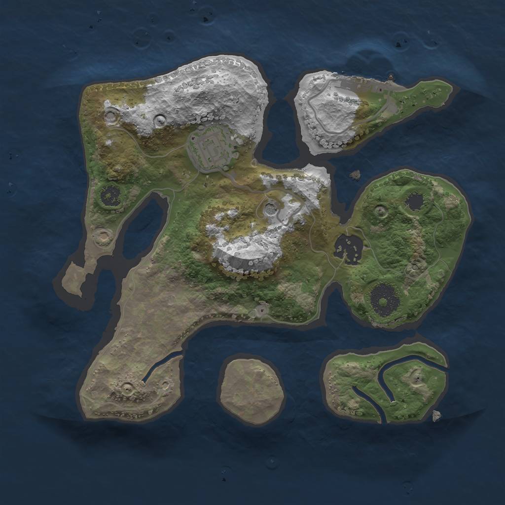 Rust Map: Procedural Map, Size: 2500, Seed: 373784, 6 Monuments