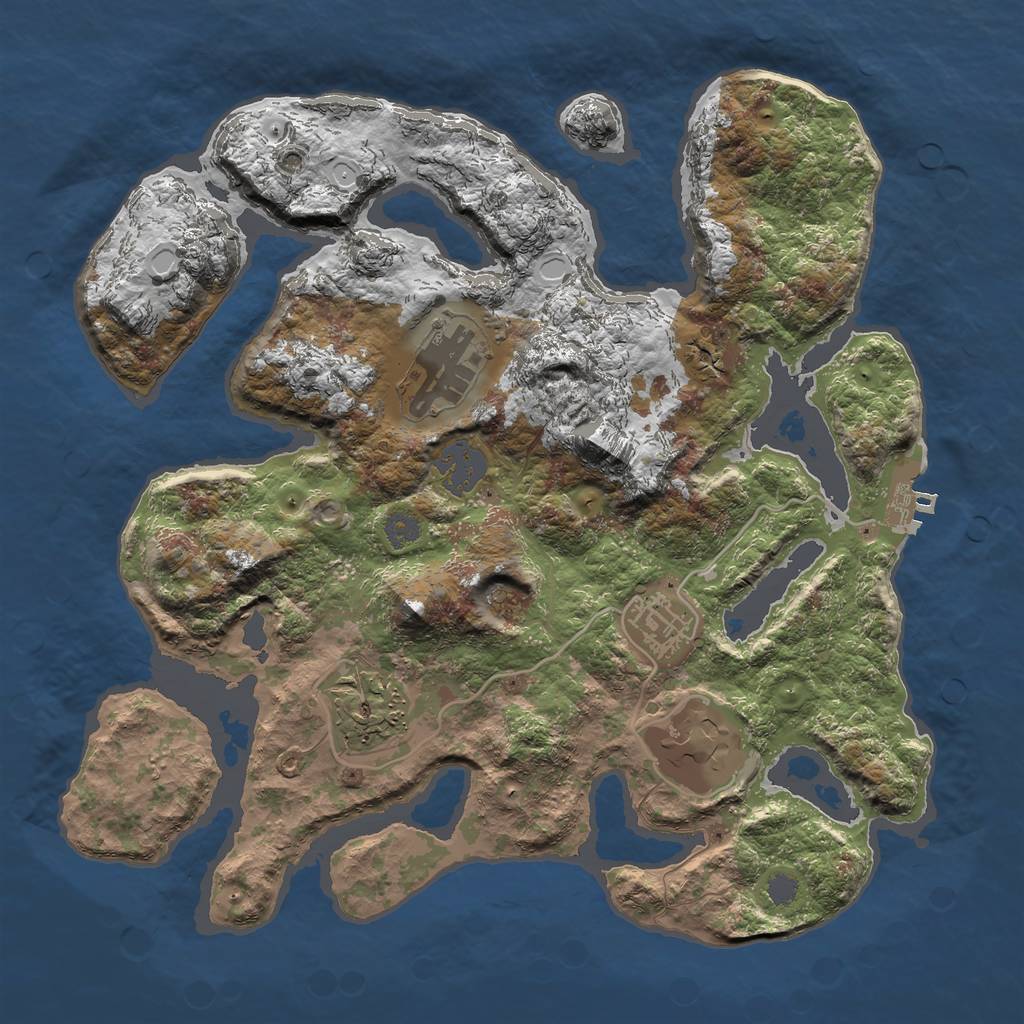 Rust Map: Procedural Map, Size: 3000, Seed: 2399203, 10 Monuments
