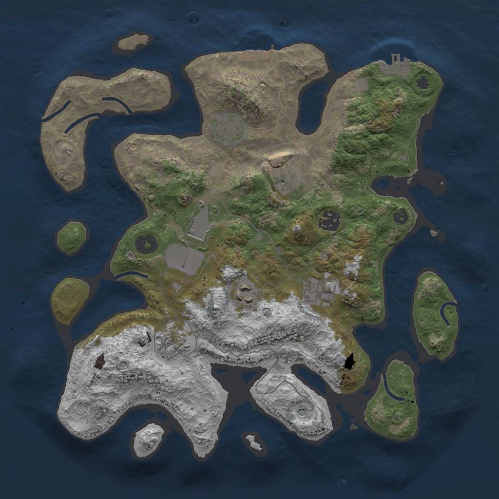 Rust Map: Procedural Map, Size: 3500, Seed: 32647, 12 Monuments