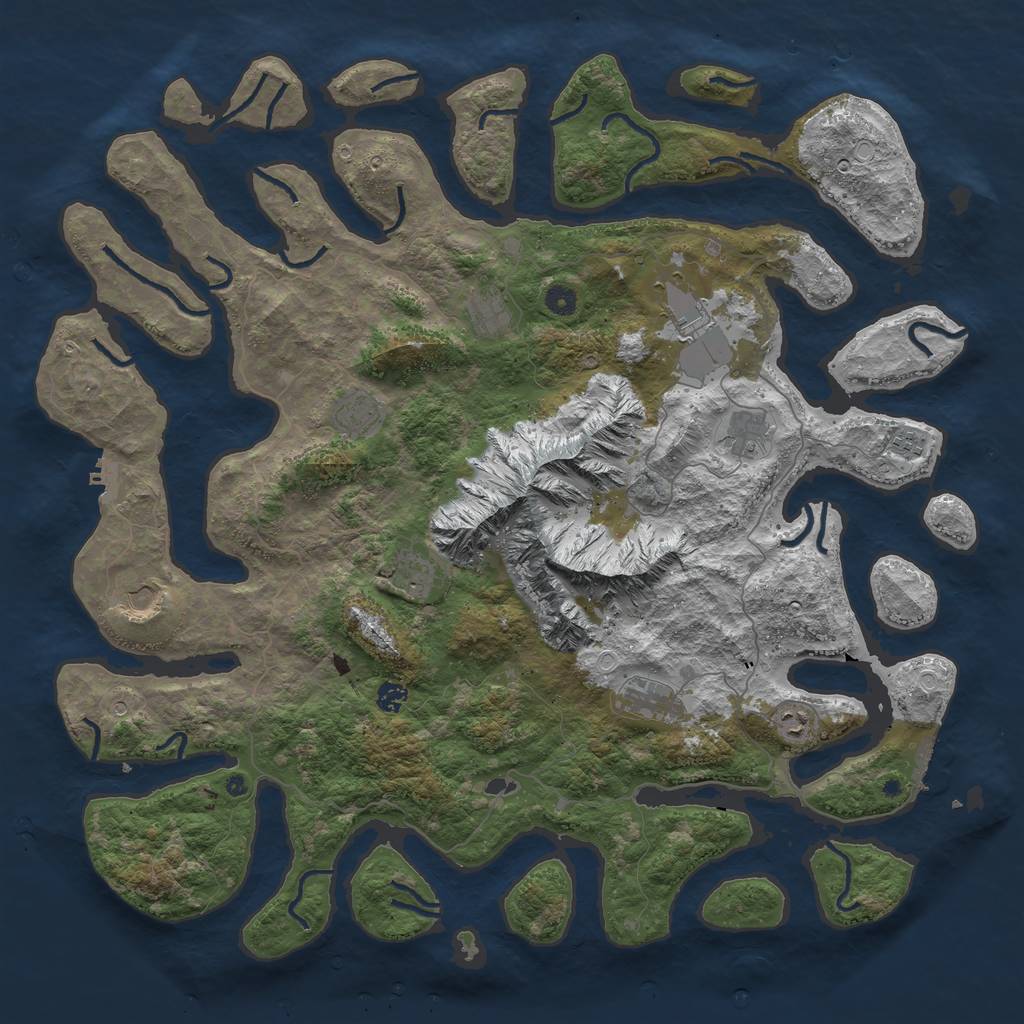 Rust Map: Procedural Map, Size: 5000, Seed: 1219682456, 18 Monuments