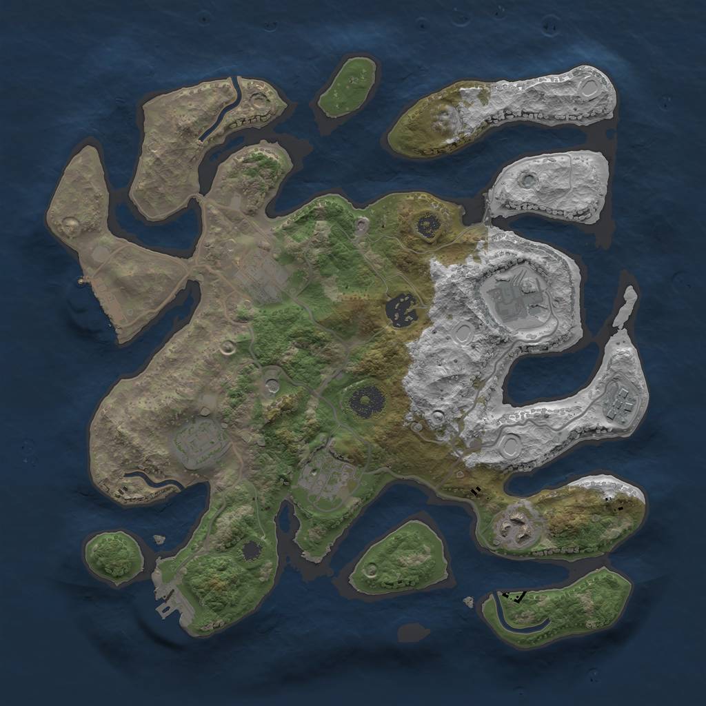 Rust Map: Procedural Map, Size: 3200, Seed: 4556, 18 Monuments