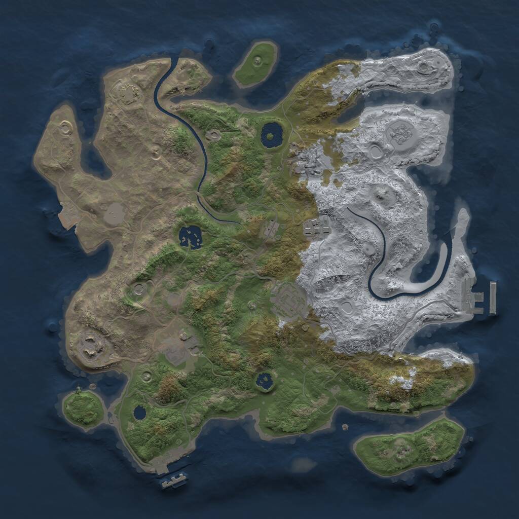 Rust Map: Procedural Map, Size: 3200, Seed: 4556, 12 Monuments