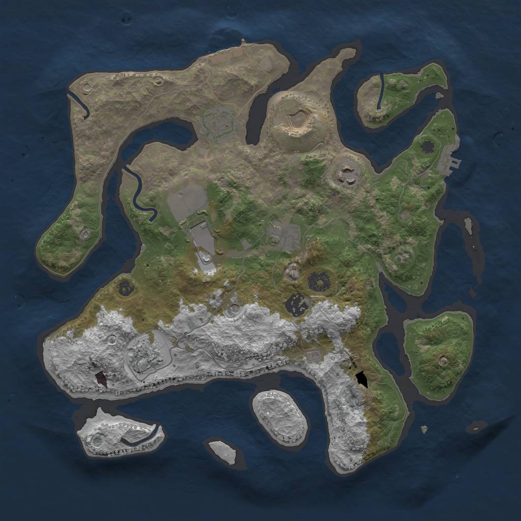 Rust Map: Procedural Map, Size: 3500, Seed: 1596214834, 12 Monuments