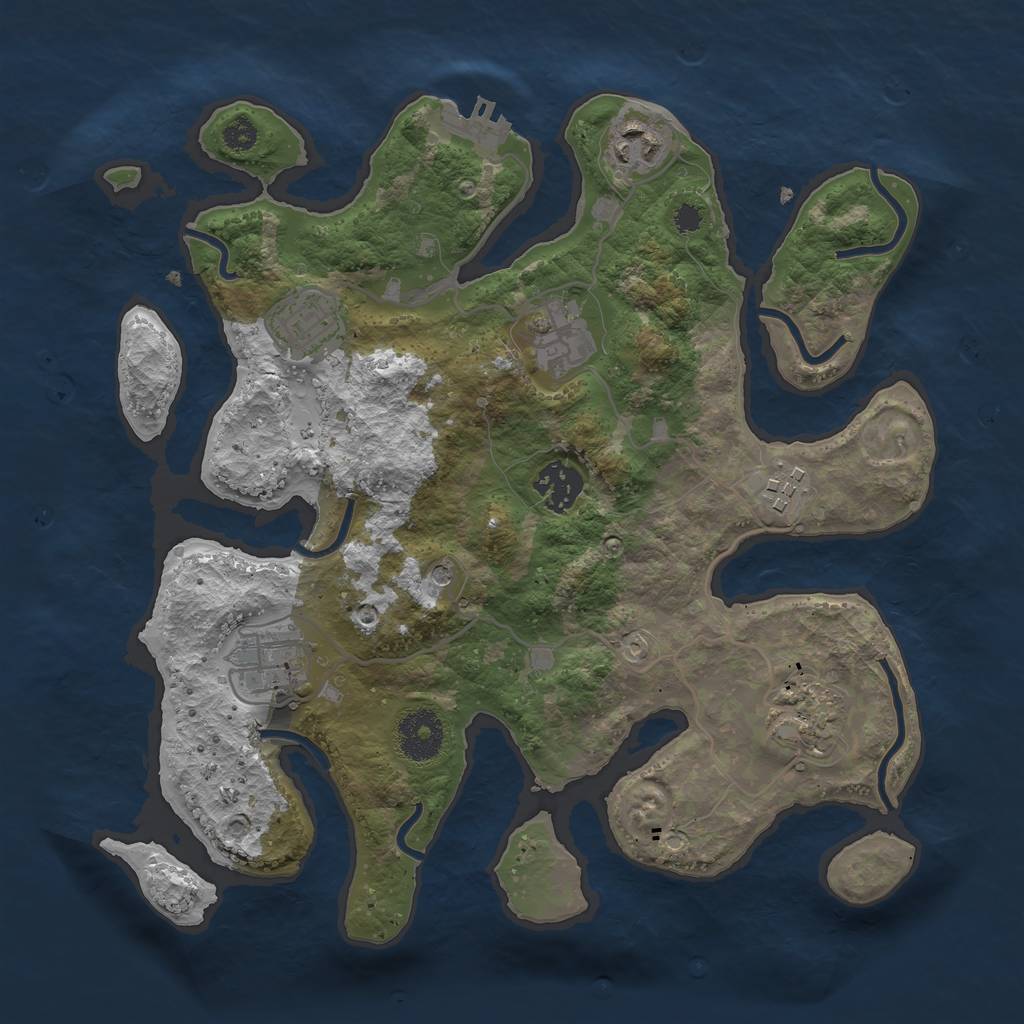 Rust Map: Procedural Map, Size: 3200, Seed: 1384, 11 Monuments