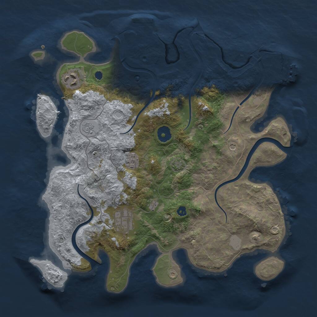 Rust Map: Procedural Map, Size: 3200, Seed: 1384, 9 Monuments