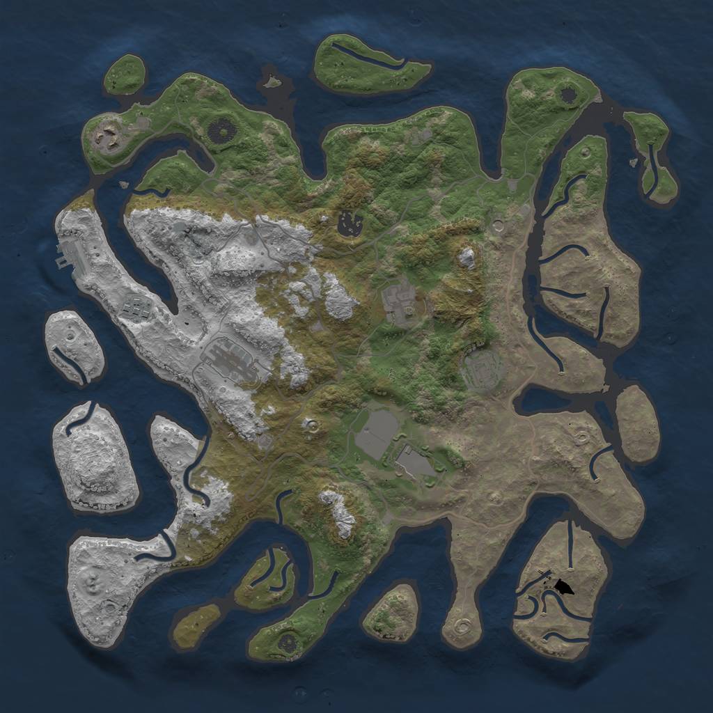 Rust Map: Procedural Map, Size: 4000, Seed: 142509, 11 Monuments
