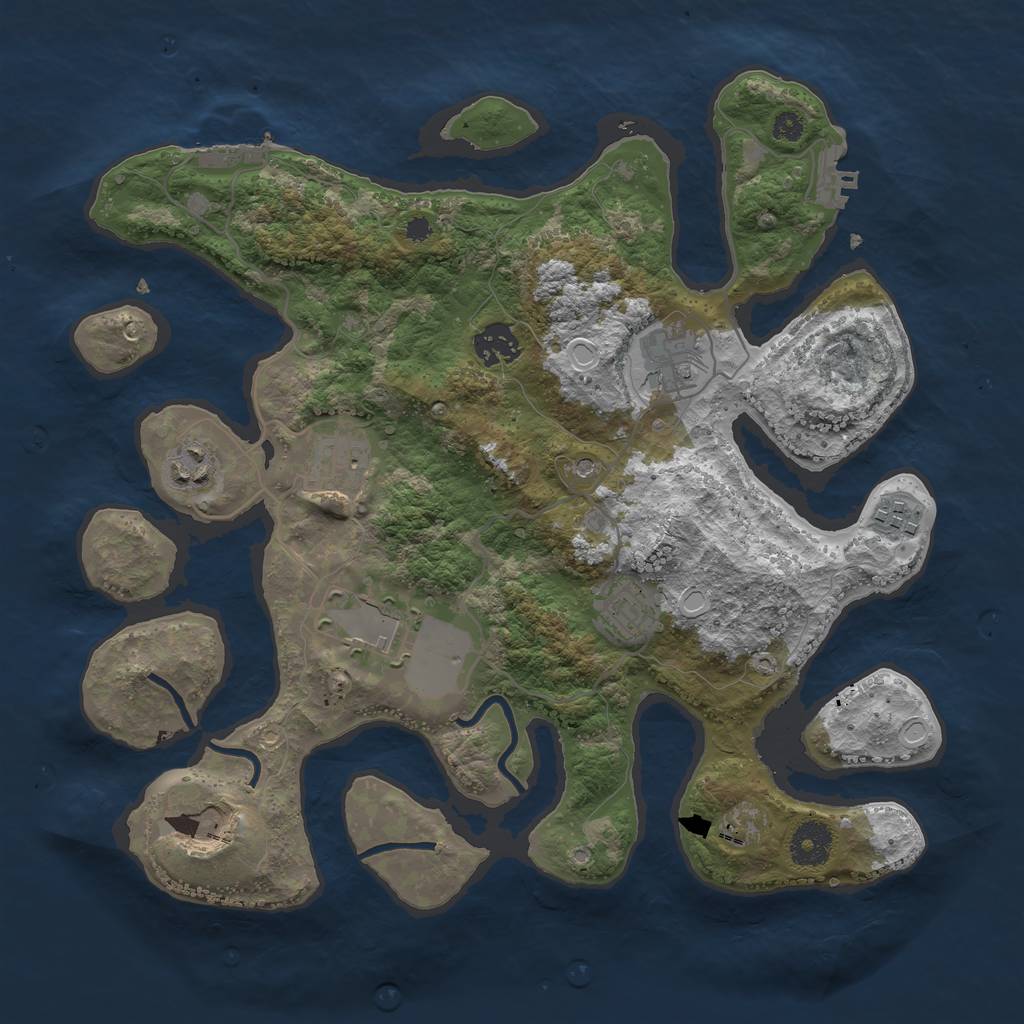 Rust Map: Procedural Map, Size: 3500, Seed: 670221609, 19 Monuments