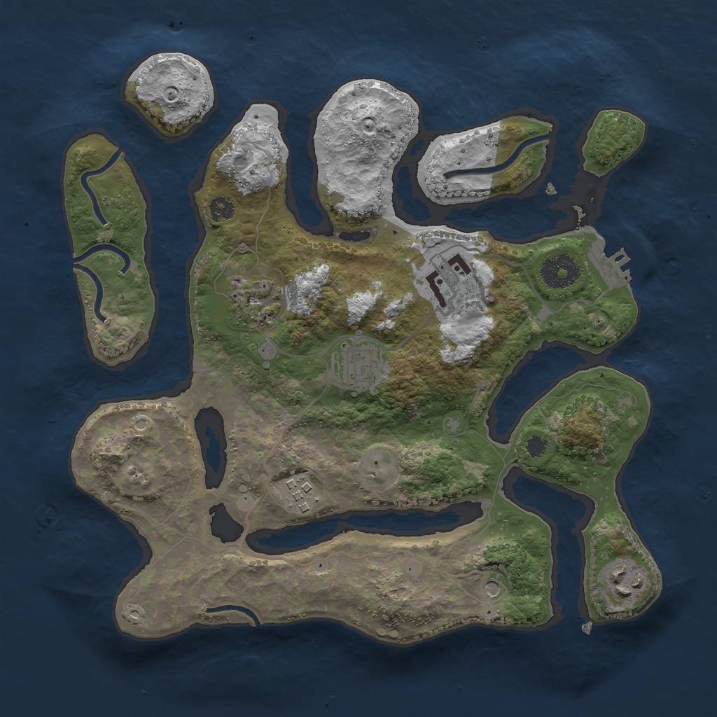 Rust Map: Procedural Map, Size: 3000, Seed: 98014, 9 Monuments