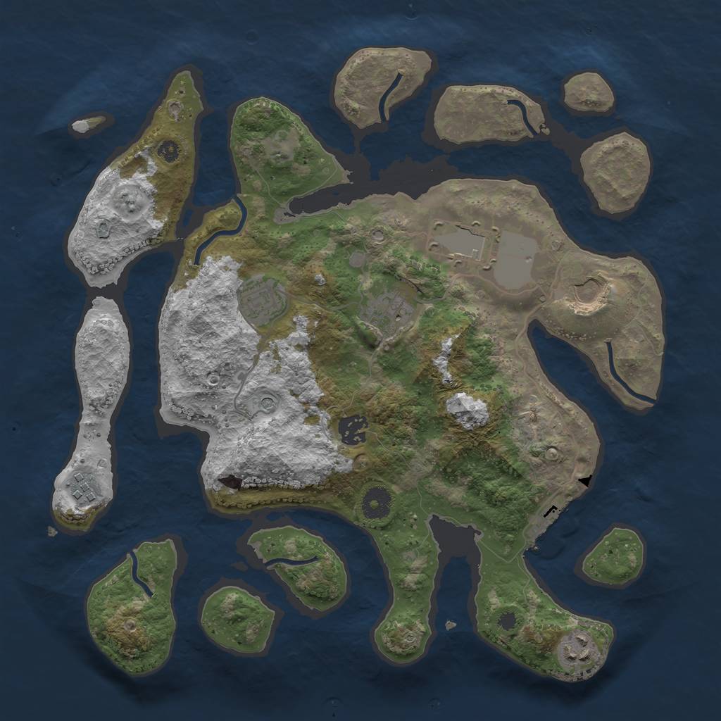 Rust Map: Procedural Map, Size: 3500, Seed: 3458122, 11 Monuments