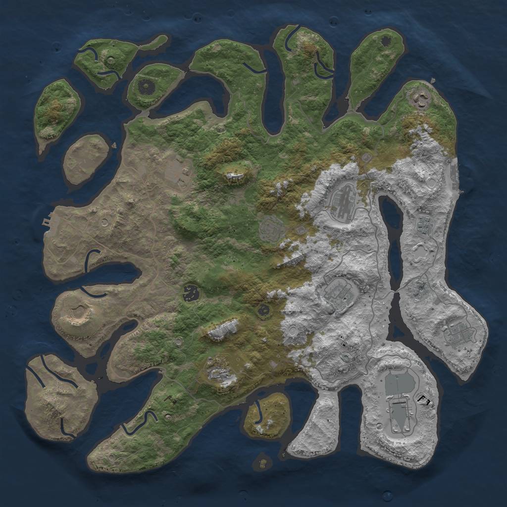 Rust Map: Procedural Map, Size: 4500, Seed: 15091984, 19 Monuments
