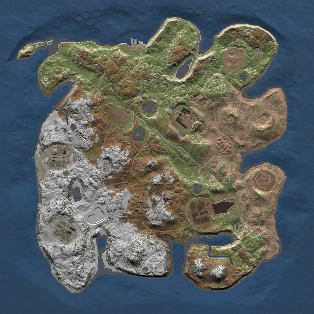 Rust Map: Procedural Map, Size: 3500, Seed: 297829088, 16 Monuments