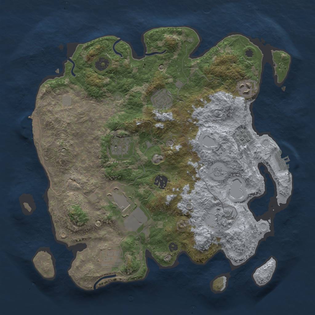 Rust Map: Procedural Map, Size: 3500, Seed: 302925487, 15 Monuments