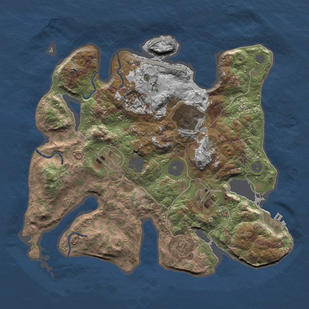 Rust Map: Procedural Map, Size: 3000, Seed: 5470, 10 Monuments