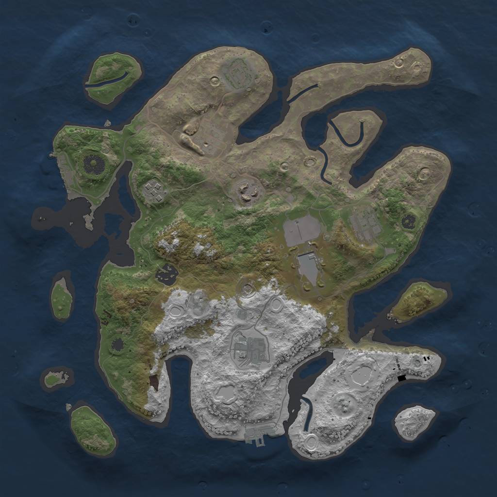 Rust Map: Procedural Map, Size: 3500, Seed: 17548987, 16 Monuments