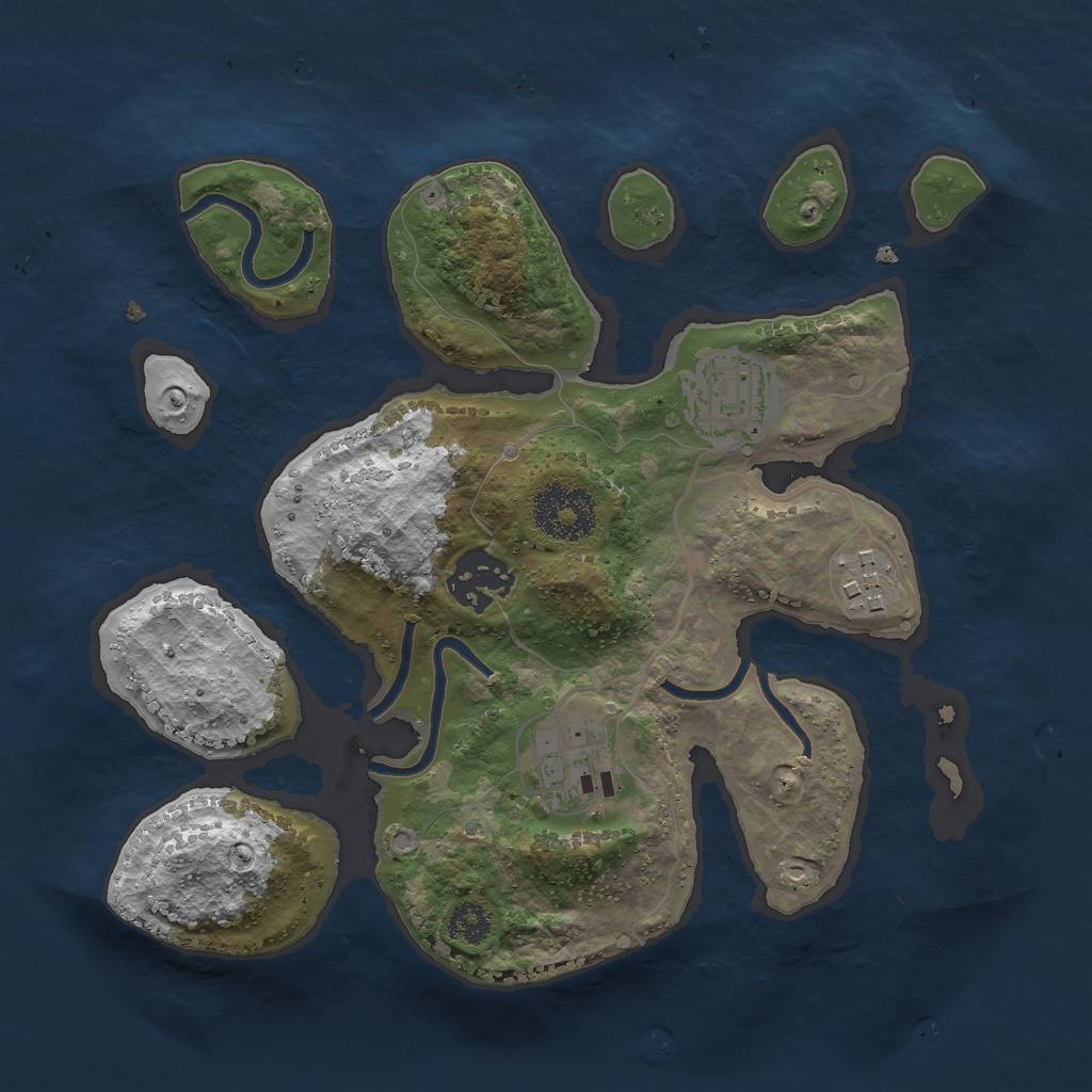 Rust Map: Procedural Map, Size: 2650, Seed: 12345, 6 Monuments
