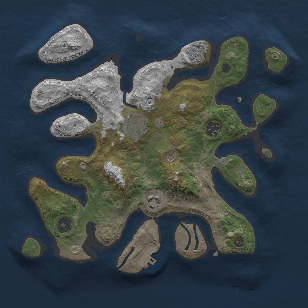 Rust Map: Procedural Map, Size: 3000, Seed: 5031730, 8 Monuments