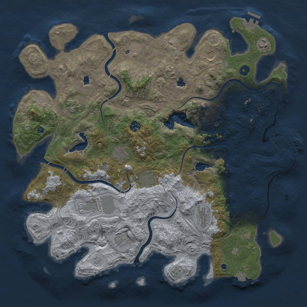 Rust Map: Procedural Map, Size: 4500, Seed: 760426813, 17 Monuments