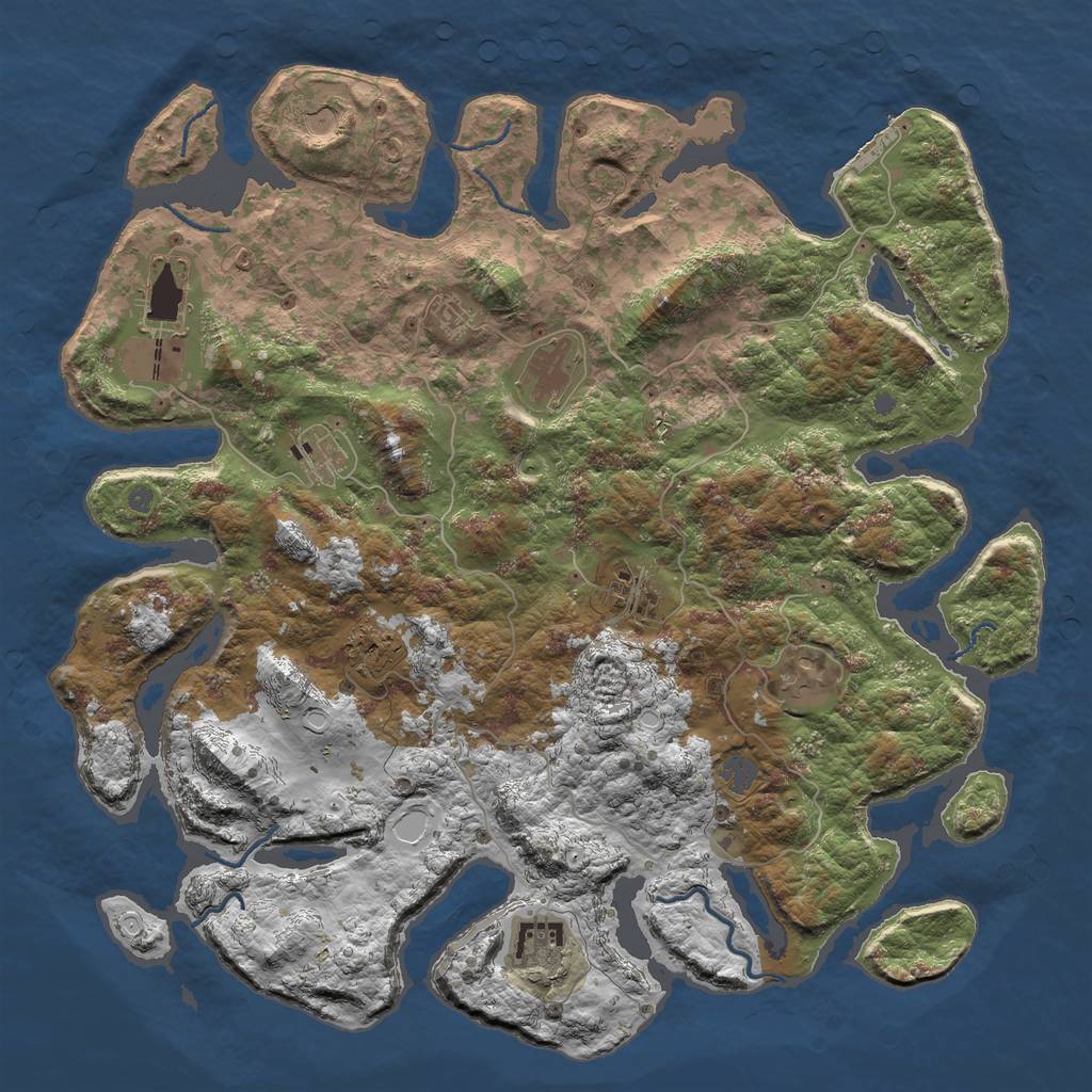 Rust Map: Procedural Map, Size: 4500, Seed: 760426813, 15 Monuments