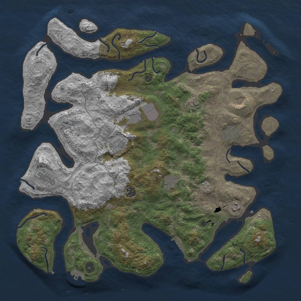 Rust Map: Procedural Map, Size: 4500, Seed: 1687818983, 18 Monuments