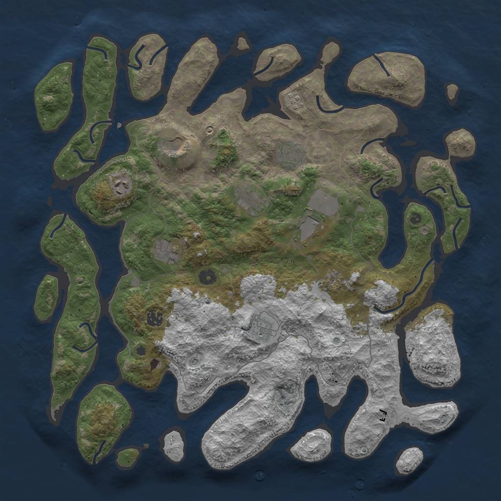 Rust Map: Procedural Map, Size: 4500, Seed: 2269017, 13 Monuments