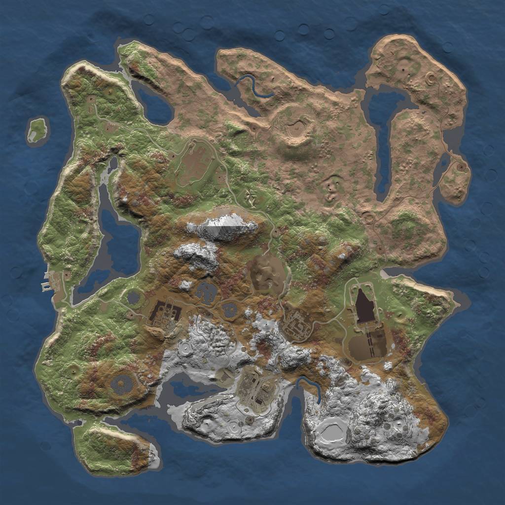 Rust Map: Procedural Map, Size: 3500, Seed: 4160650, 13 Monuments
