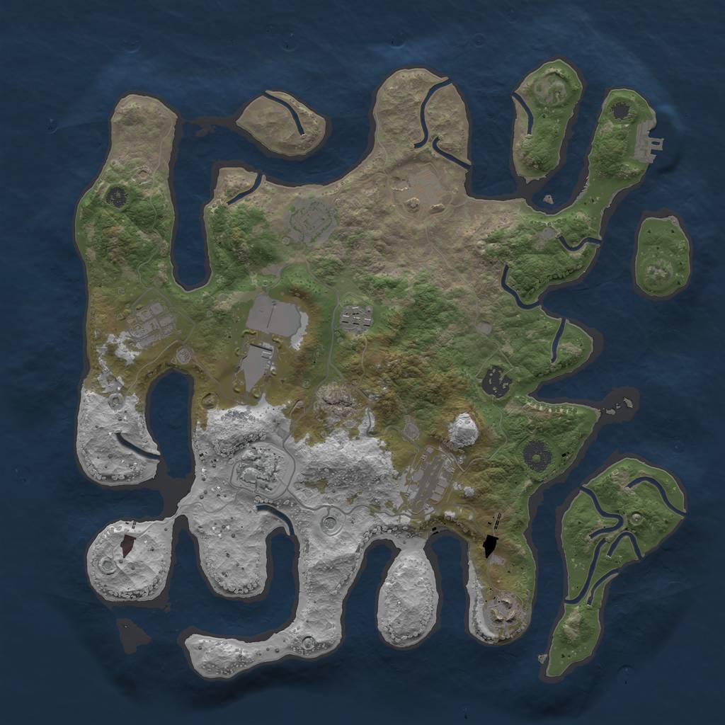 Rust Map: Procedural Map, Size: 3700, Seed: 73819195, 13 Monuments