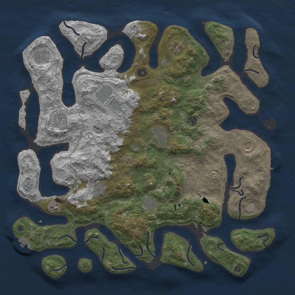 Rust Map: Procedural Map, Size: 4600, Seed: 428137, 19 Monuments