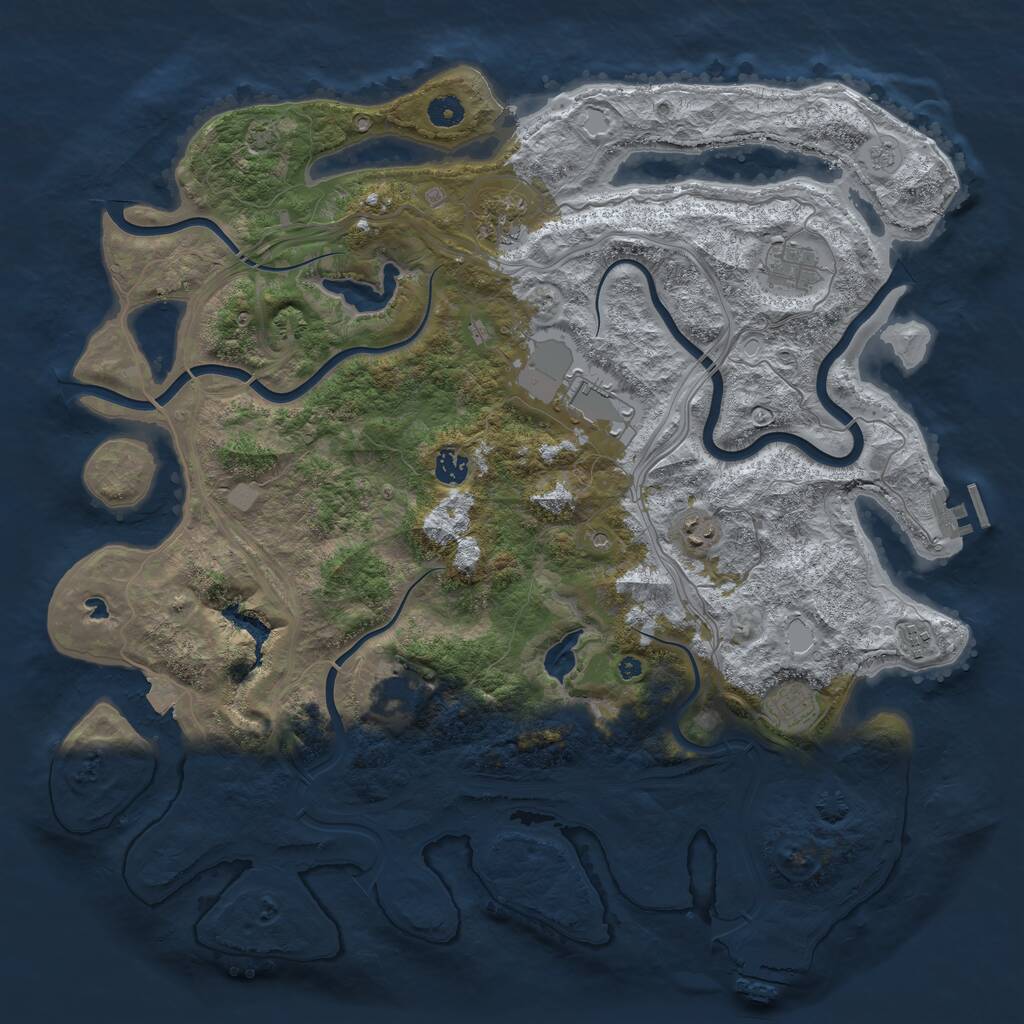 Rust Map: Procedural Map, Size: 4500, Seed: 1305858830, 14 Monuments